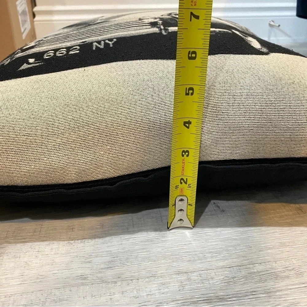 Rare Accent Pillow with Vintage Farm Truck Black and Cream 15” Rustic Farmhouse